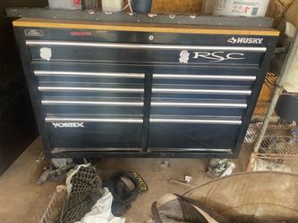 Husky Rolling Tool Cabinet with Wood Top
