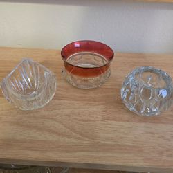 Set of 3 Glass Votive Candle Holders