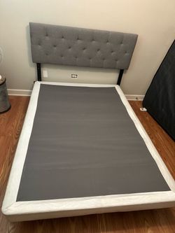 Full bed frame, box spring and headboard