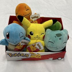 NWT Jazwares Pokémon Plush Bundle 8” Collectible Starter Set