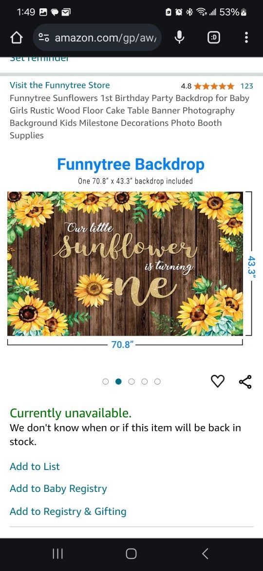 Sunflower First Birthday Background And Supplies