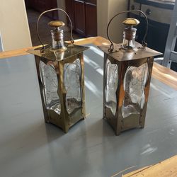 Rare Find: Pair Of Vintage Glass and Brass Decanter-Music Box