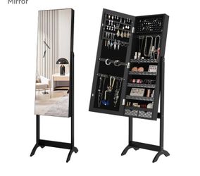2 in 1 Jewelry Cabinet with Full Length Mirror black