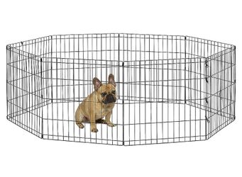 24” Tall 8 Panel Metal Black Playpen Play Yard 16 Ft Wide When Stretched Side To Side 