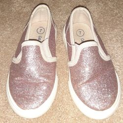 Cat & Jack Target Brand Sparkly Pink Little Girls' Size 7 Slip On Sneakers