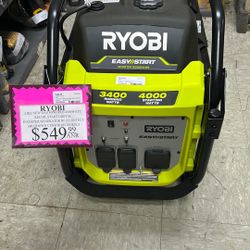 96091 Ryobi RY14022VNM Like New Gas Powered 4000watt Recoil Start Digital Inverter/ Generator On Wheels 580256