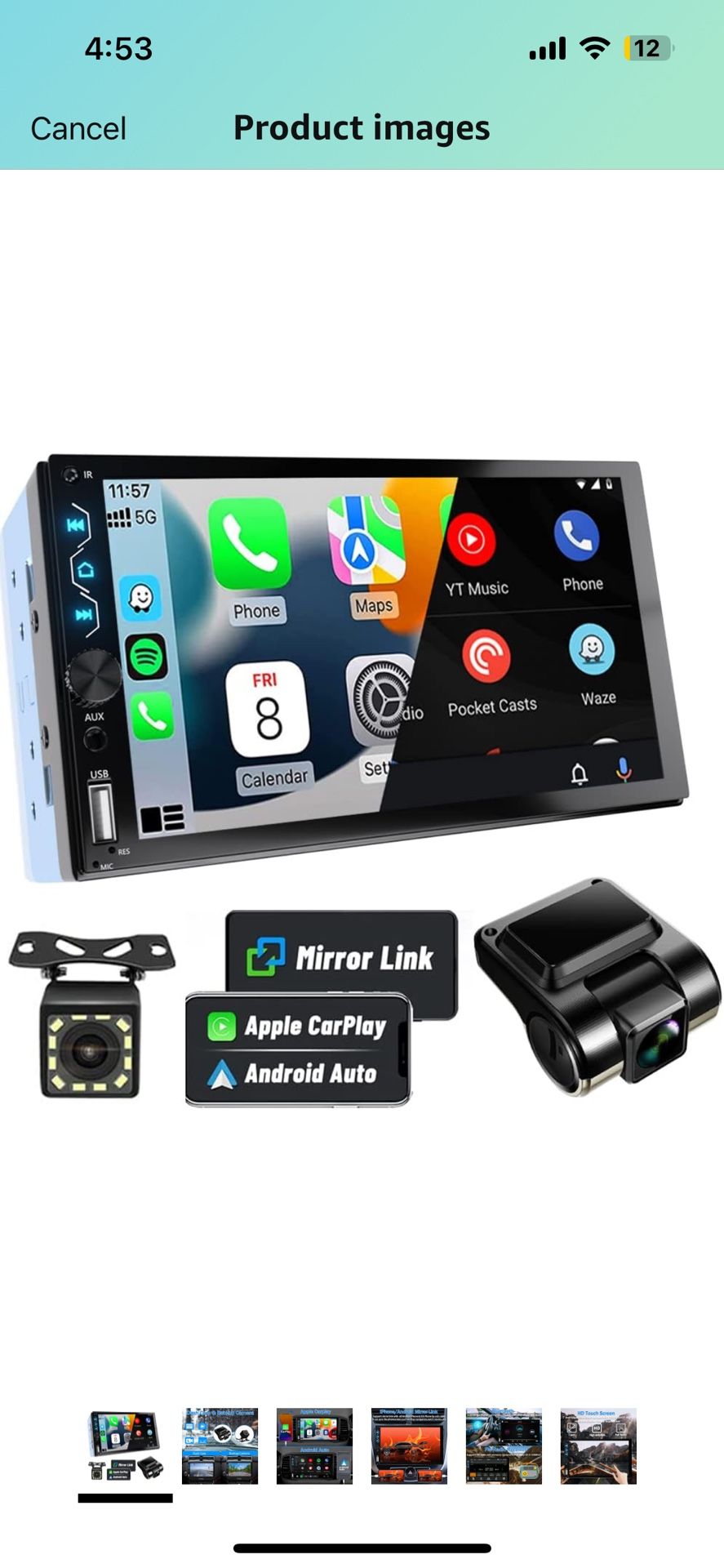Leadfan Double Din Car Stereo with Dash Cam,7 Inch Full HD Touchscreen Car Audio Receiver Support Carplay and Android Auto,Car Stereo with Bluetooth,M