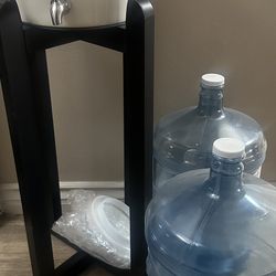 Ceramic Water Dispenser w/ Stand + Two 5-Gallon Jugs