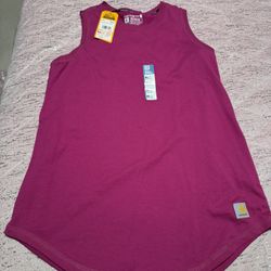 Nwt Xs Womens Dark Pink Carhartt Force Relaxed Fit Midweight Tank 