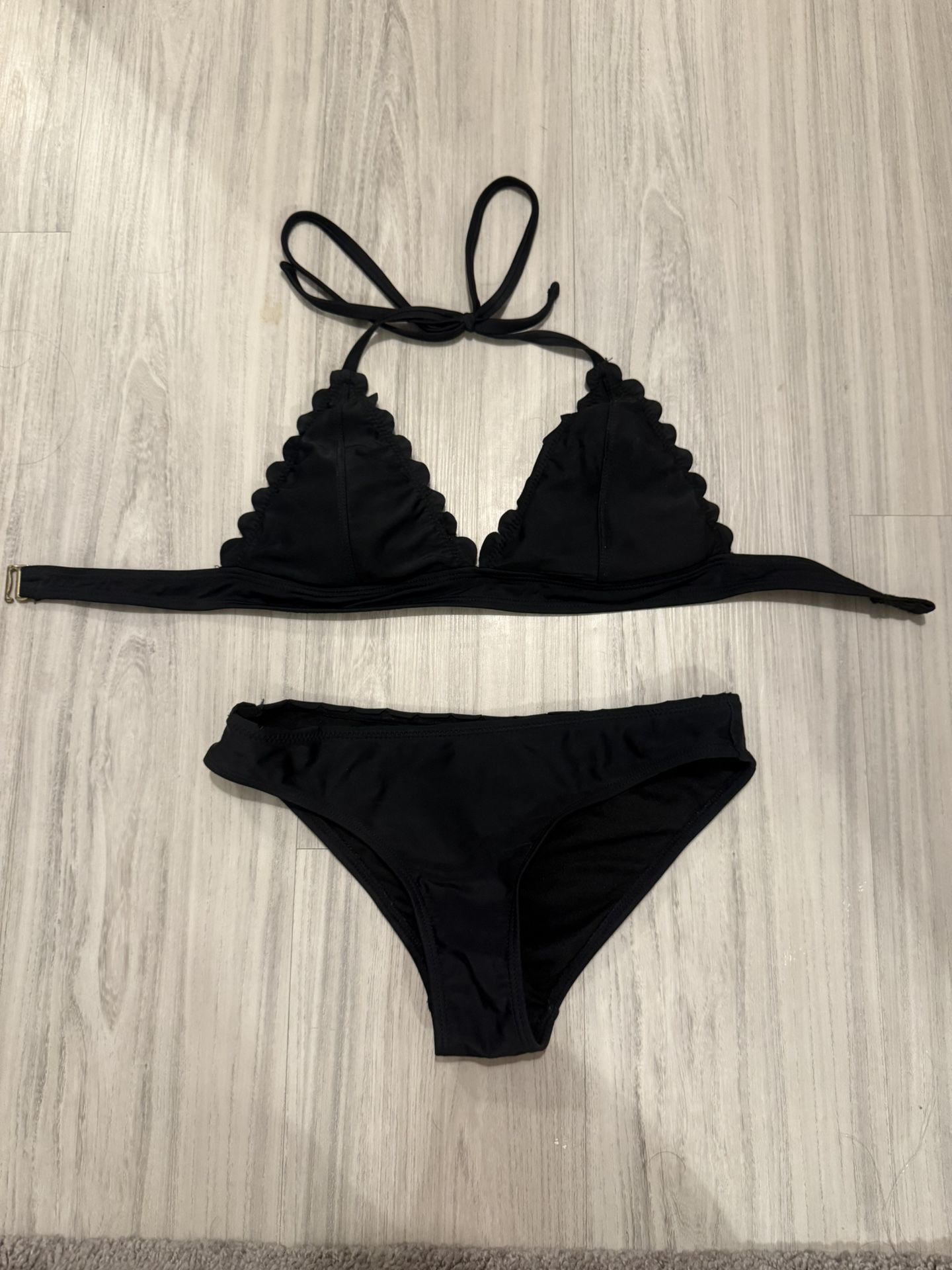 Scallop Halter Black Bikini Set By Rachel Women’s XS