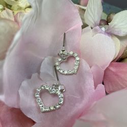 Holiday gifts Crystal Heart Earrings 1”