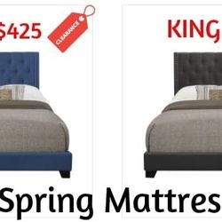 Queen Size Mattress | King Size Mattress | Tercor 3pcs Set| Habersham Bedframe (Black, Beige, Gray & Blue)|All Size Mattress Available | Box Springs| 