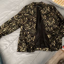 Pamela McCoy leather jacket black and gold medium size