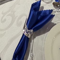 Silver Rhinestone Crown Napkin Rings