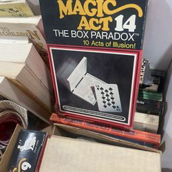 Box Of Old Magic Tricks And Books 