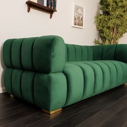 Luxury Green Velvet Loveseat (Free Delivery)