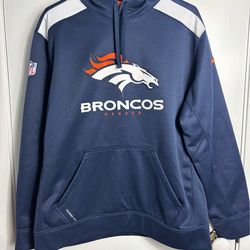 Nike On Field Denver Broncos Hoodie Mens Large Blue Pullover Therma Fit NFL