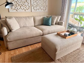 Crate&BarrelLounge II couch and Storage Ottoman