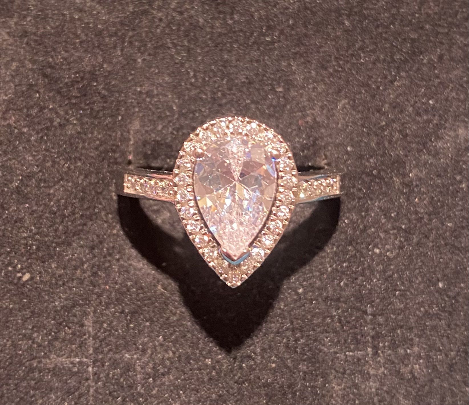 Diamond Halo Silver Ring S925 Sz 6,8,9,10