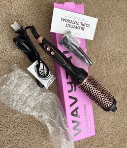 Wavytalk Blowout Boost Thermal Brush, 1.5 inch Heated Round Brush Curling Iron for Blowout Look, Dual Voltage, Ceramic Tourmaline, Ionic Technology, 5