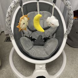Baby Swinga for Infants to Toddlers, Electric Baby Swing with 5 Speeds, Remote Control, Built-in Melodies and Digital Touch Panel – Elegant Gray