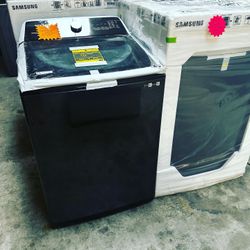 NEW SAMSUNG BLACK TOP LOAD WASHER AND DRYER SET $1450 1 Year Warranty 