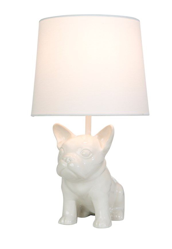 White Frenchie Lamp