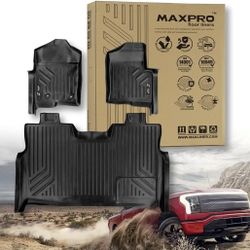 Floor Mats for Ford F-250/ F-350/ F--2026 Supercrew Cap, Bench Seat and 2nd Row Doesn't fit Underseat Storage | 1st&2nd Row Set | Heavy Duty A