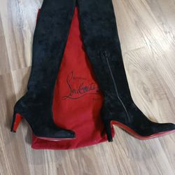 Christian LOUBOUTIN Black Stretch Over The Knee Boots