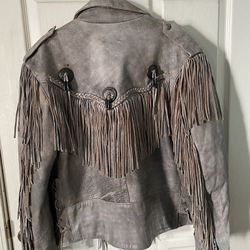 Ladies Fringed Brown Leather Coat
