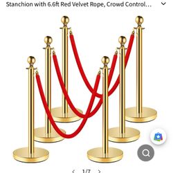 Golden VIP Post With Red Velvet Rope 