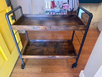 Industrial Wood and Metal Bar Cart