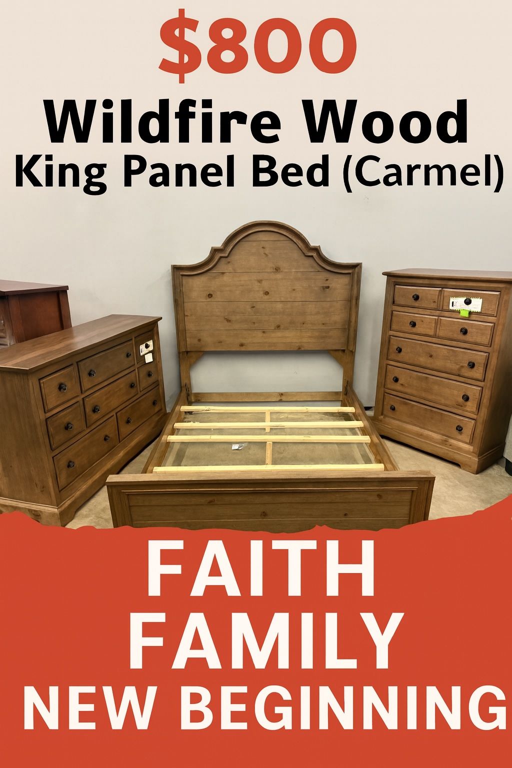 Wildfire Wood King Panel Bed In Carmel