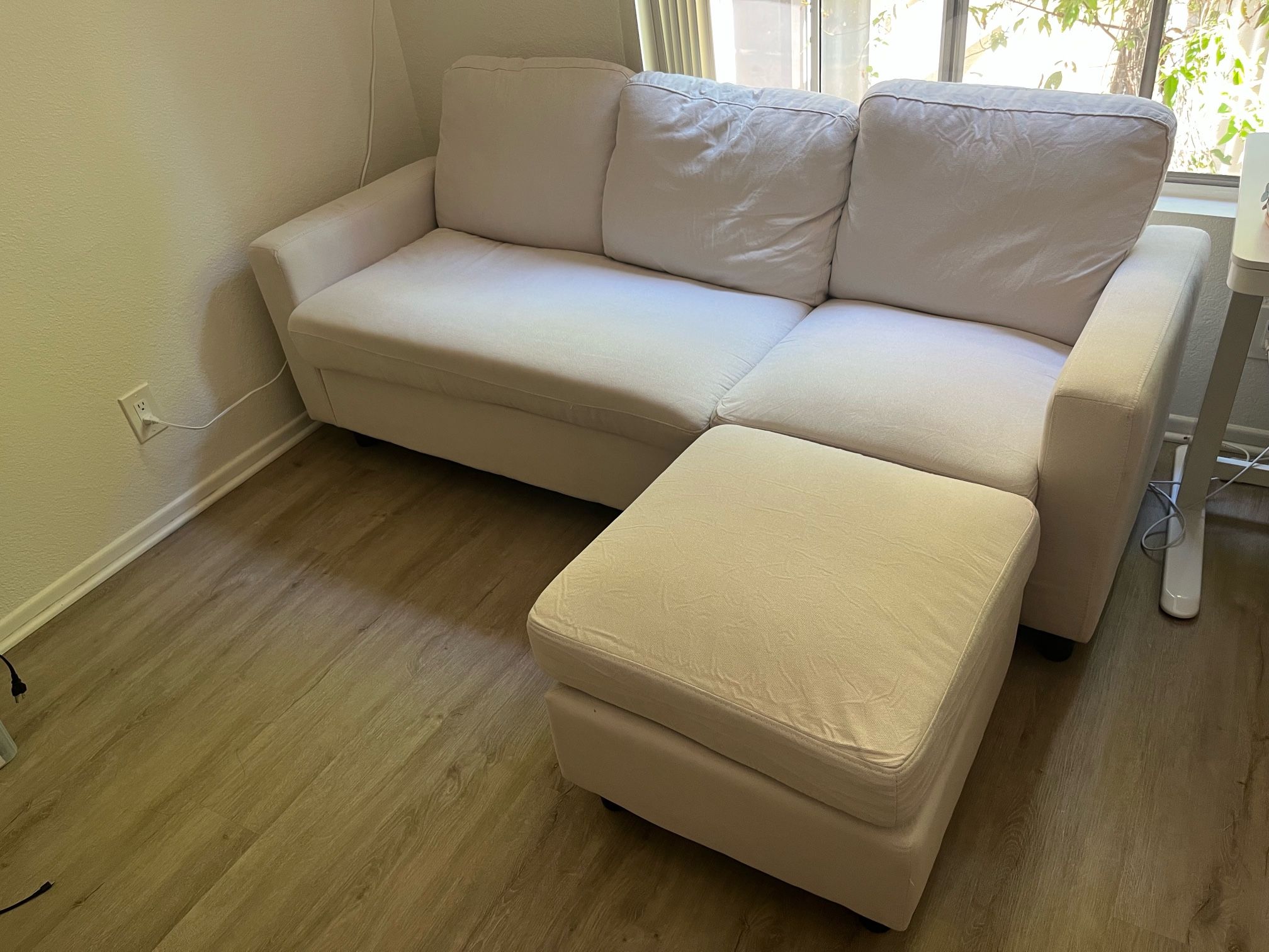 While Sectional Sofa Couch w/Ottoman Chaise 