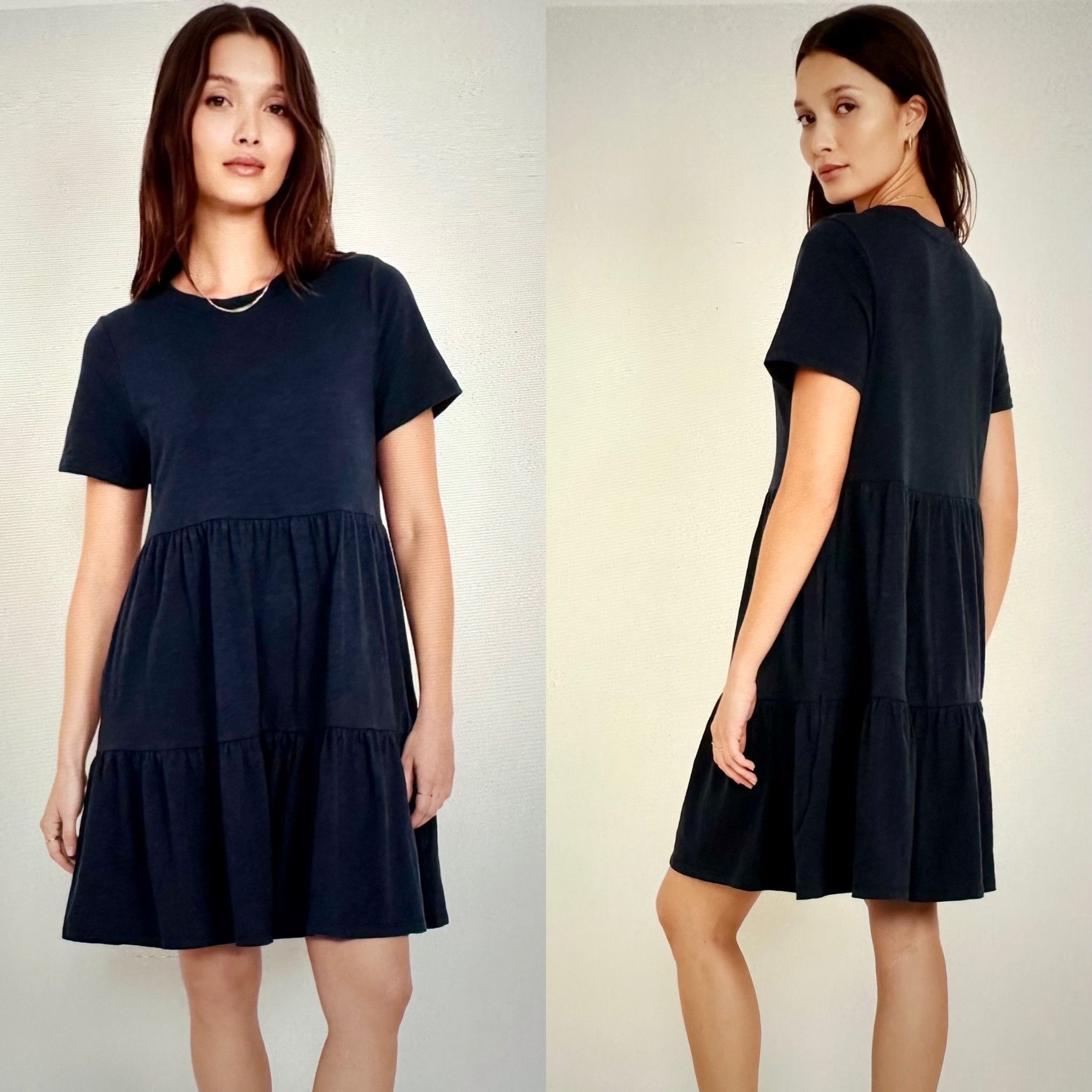 Old Navy Tiered Mini Swing Babydoll Dress Blue Size Large
