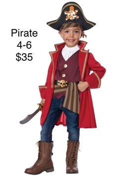 Kids Pirate Halloween Costume Size 4-6