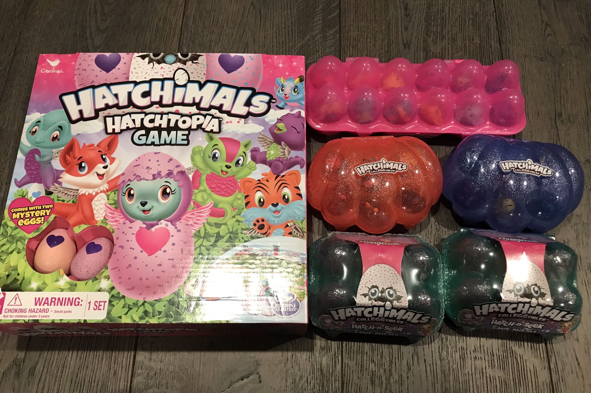 Lots of hatchimals 3 open sets, 2 brand new and 1 brand new game