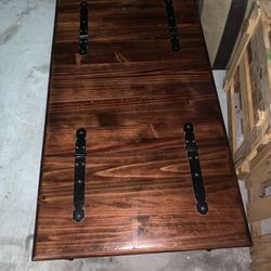 Wood Chest Desk Drawer 2 Side Storage Solid Metal Base