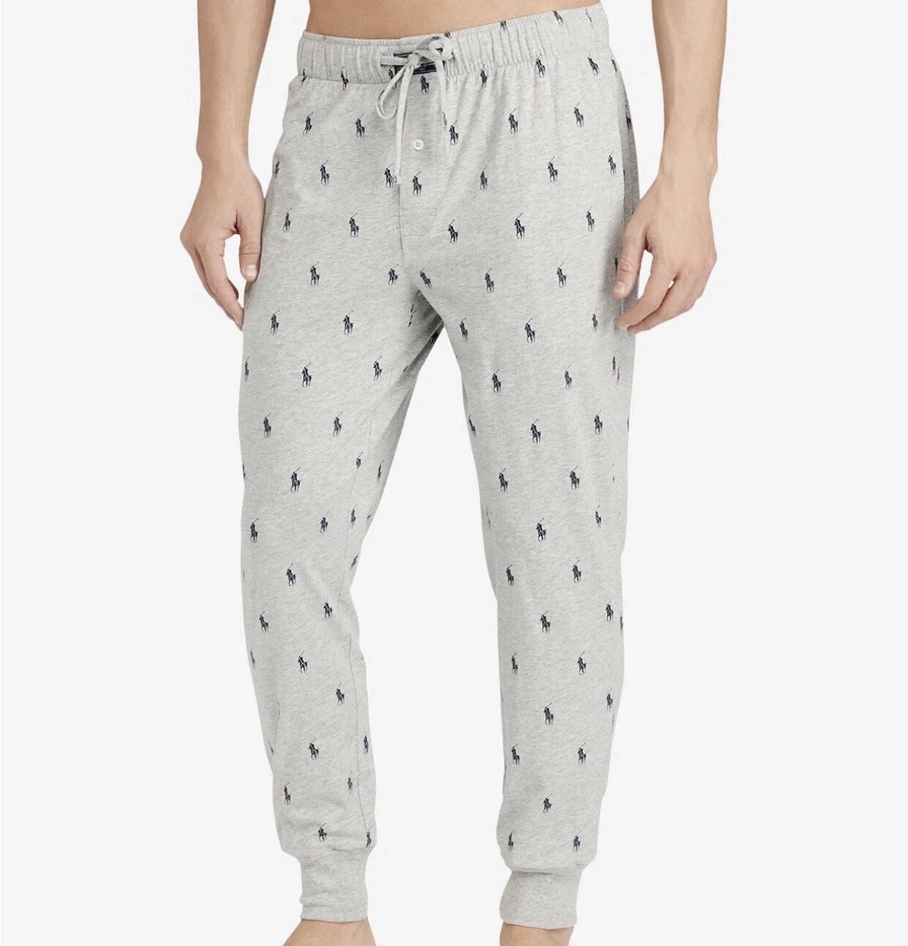POLO RALPH LAUREN GRAY ALL OVER PRINT PONY JOGGER PANTS 2XL