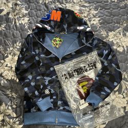 Bape Blue Zip Up Sizes Medium And Large
