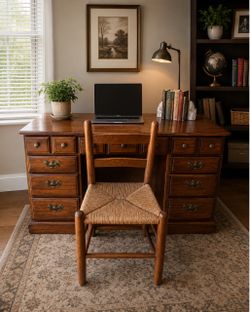 Vintage Wood Desk & Chair Set