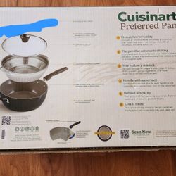 NEW Cuisinart Preferred Cooking Pan Navy 4.5 Qt. Multi-Purpose Pan Cover Steamer Kitchen Food Cook