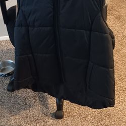 Black Vest With Fur Lined Hoodie
