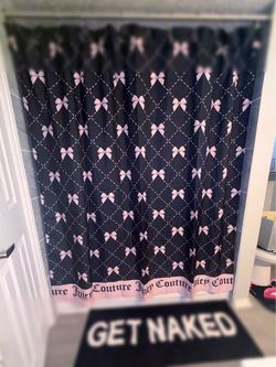 Juicy Couture Black Pink Bow Shower Curtain