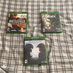 Xbox One Disc Lot : Battlefield Hardline, Halo 5 , And Fallout 4