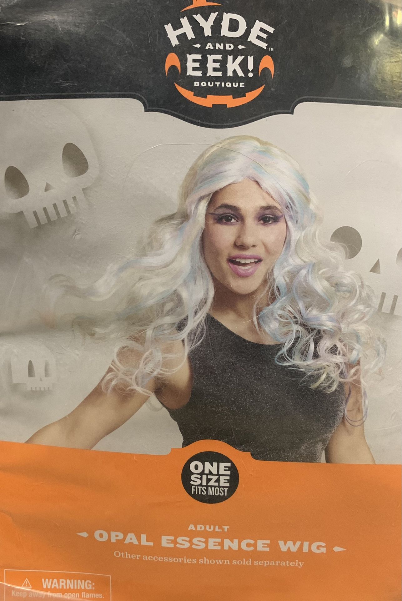 New Adult Opal Essence long Blond Blue Pink Curley Costume Wig
