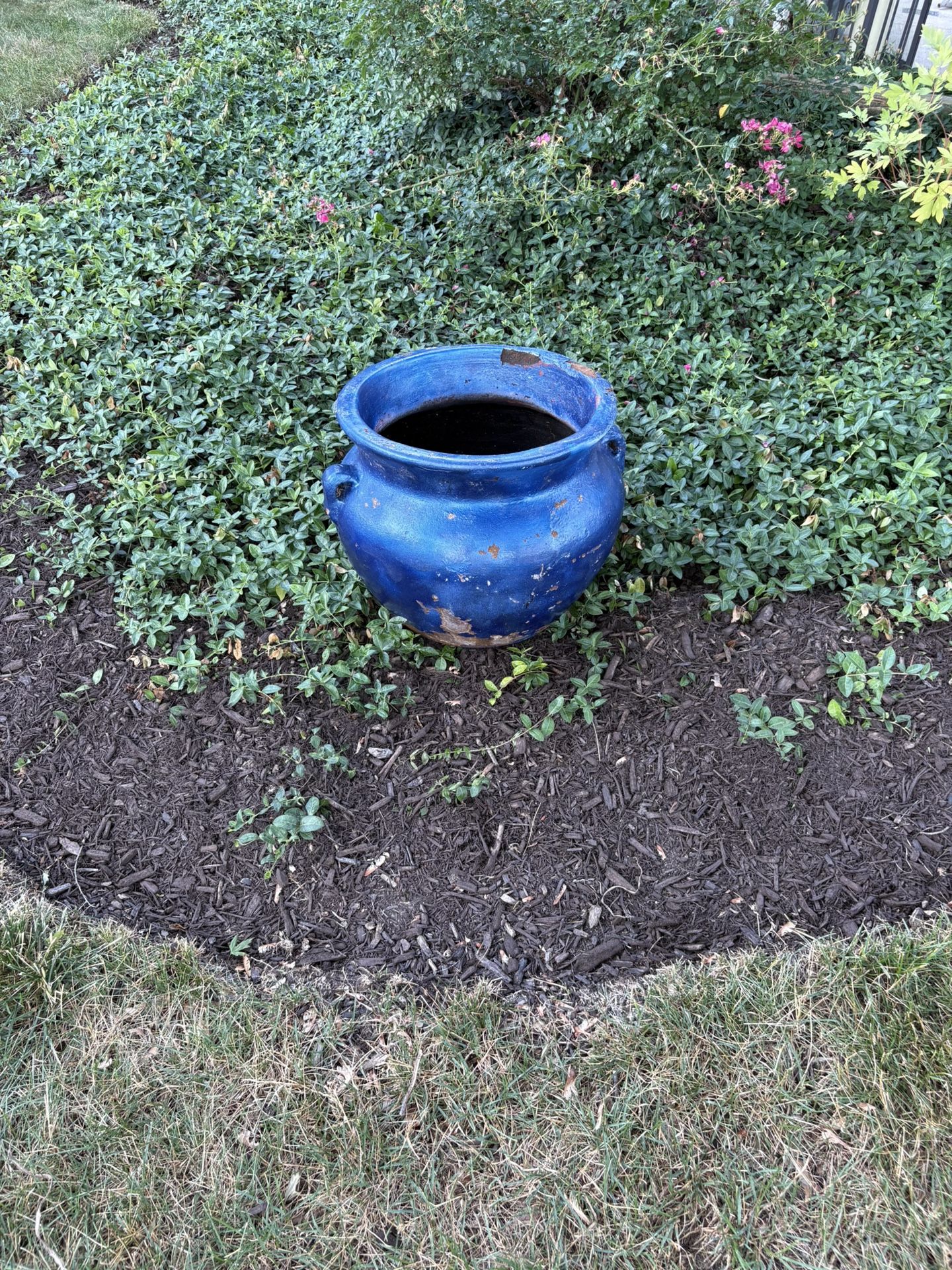 Blue Terra Cotta 15”’flower pot