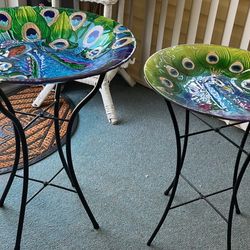 2 Peacock Bird Bath. Plz READ Description 