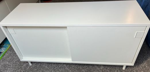 White Bench/Stand/Cabinet with Sliding Doors