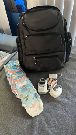 Diaper bag backpack and Audio baby monitor